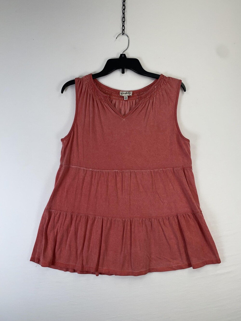 Wonderly Tank Top Womens Petite Medium Pink Tiered Ruffle Hem Sleeveless Tunic